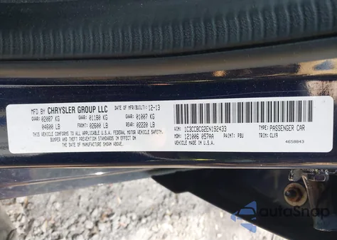 2014 Chrysler 200 Limited from USA, damaged, VIN 1C3CCBCG2EN192433